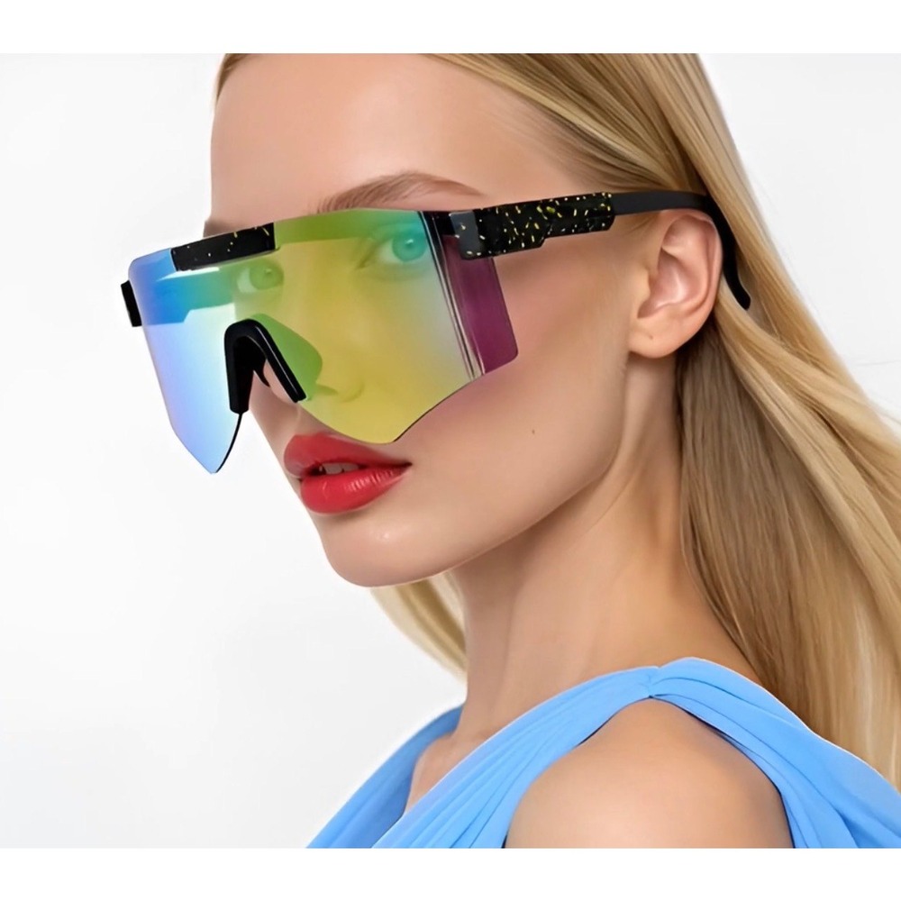 Women Sunglasses Yellow Mirrored Lens Sporty Futuristic UV400 Protection‎ Shades